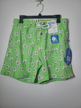 Mr.Swim - Bright Green Daisy Swim Shorts Mens Size Medium